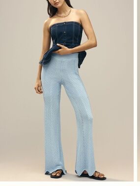 English Factory Powder Blue Knit Wide-Leg Pants
